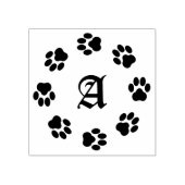 Paw Print Cirkel Rubber Stempel met Monogram (Afrduk)