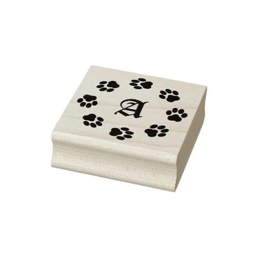 Paw Print Cirkel Rubber Stempel met Monogram (Stempel)