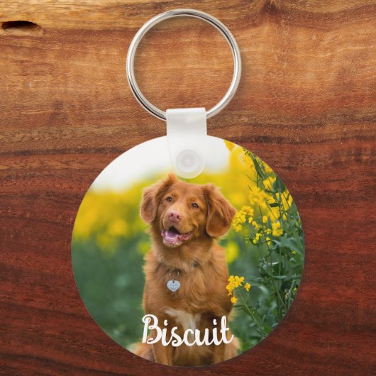 Paw Print Cookies Blue Pattern Monogram Sleutelhanger (Voorkant)