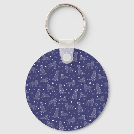 Paw Print Cookies Blue Pattern Monogram Sleutelhanger (Achterkant)