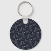 Paw Print Cookies Light Blue Pattern Monogram Sleutelhanger (Achterkant)