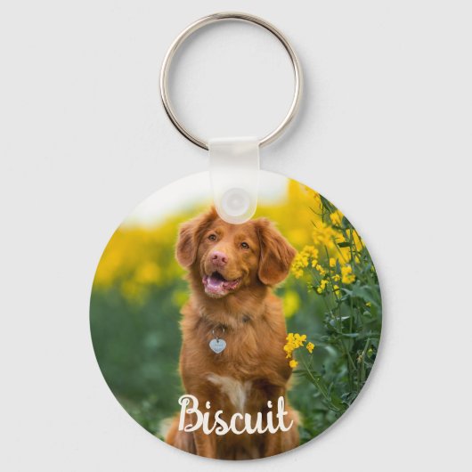 Paw Print Cookies Light Blue Pattern Monogram Sleutelhanger (Voorkant)