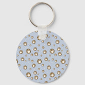 Paw Print Cookies Light Blue Pattern Monogram Sleutelhanger (Achterkant)
