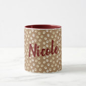 Paw Print Cream en Koffie Mok met Naam (Midden)