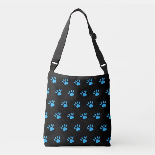 Paw Print Crossbody Bag (Zwart & Blauw) Tas (Voorkant)