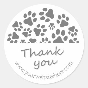 Paw Print Dank u kleine hond zakelijke Stickers