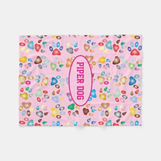 Paw Print Dog Fleece Blanket (Voorkant (Horizontaal))