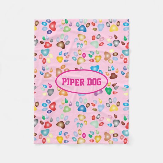 Paw Print Dog Fleece Blanket (Voorkant)
