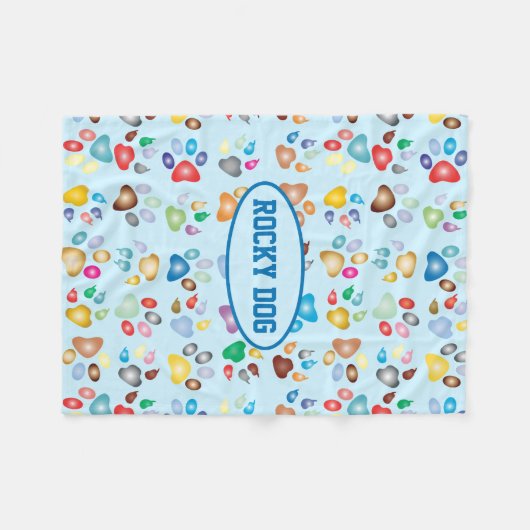 Paw Print Dog Fleece Blanket (Voorkant (Horizontaal))