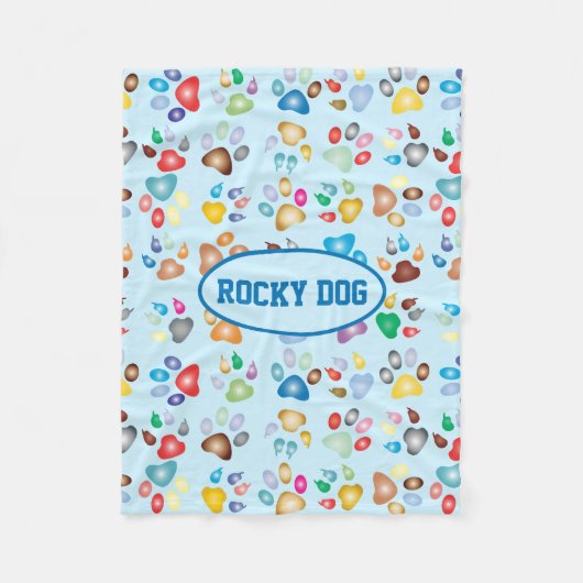 Paw Print Dog Fleece Blanket (Voorkant)