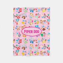 Paw Print Dog Fleece Blanket Deken
