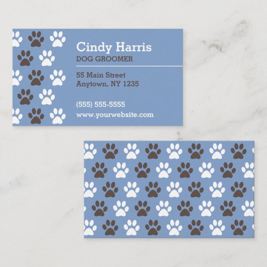 Paw Print Dog Groomer Visitekaartje (Voorkant / Achterkant)