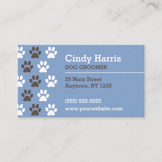Paw Print Dog Groomer Visitekaartje (Voorkant)