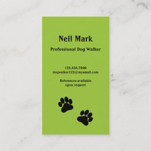Paw Print Dog Walker in Green Visitekaartje