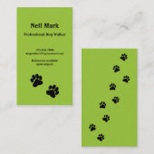 Paw Print Dog Walker in Green Visitekaartje (Voorkant / Achterkant)