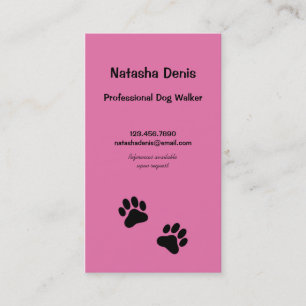 Paw Print Dog Walker in Roze Visitekaartje