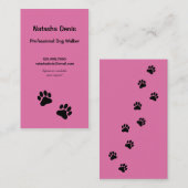 Paw Print Dog Walker in Roze Visitekaartje (Voorkant / Achterkant)