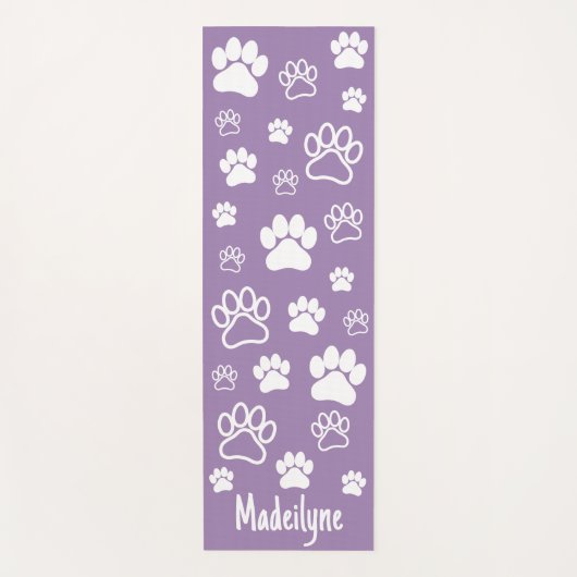 Paw Print Doga-Handgeschreven Monogram-Prana Paars Yogamat (Voorkant)
