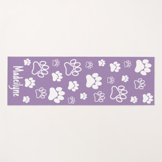 Paw Print Doga-Handgeschreven Monogram-Prana Paars Yogamat (Voorkant (horizontaal))