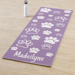 Paw Print Doga-Handgeschreven Monogram-Prana Paars Yogamat