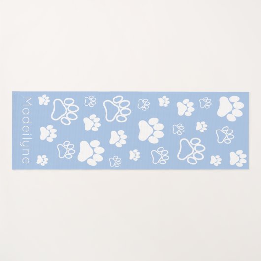 Paw Print Doga-Modern-Calming Blue Yoga Mat (Voorkant (horizontaal))
