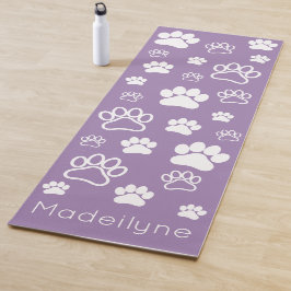 Paw Print Doga-Modern Monogram-Prana Paars Yogamat