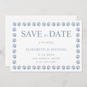 Paw Print Dusty Blue Glitter Weddenschap Save the Kaart (Voorkant / Achterkant)