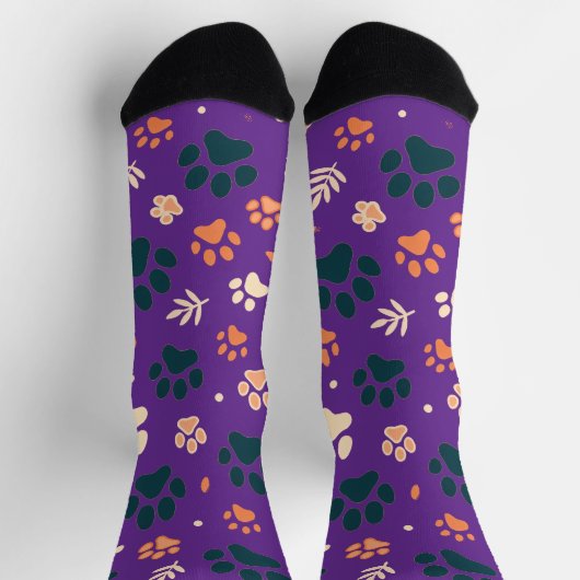 Paw Print en Leaf Pattern Sokken (Top)