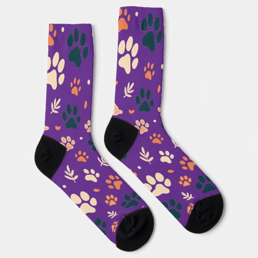 Paw Print en Leaf Pattern Sokken (Rechts)