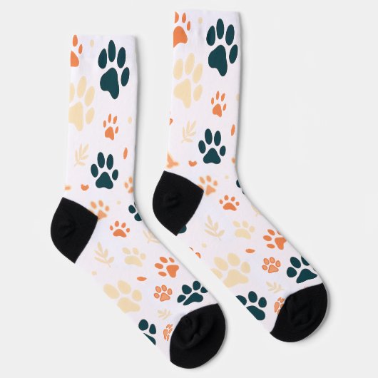 Paw Print en Leaf Pattern Sokken (Rechts)