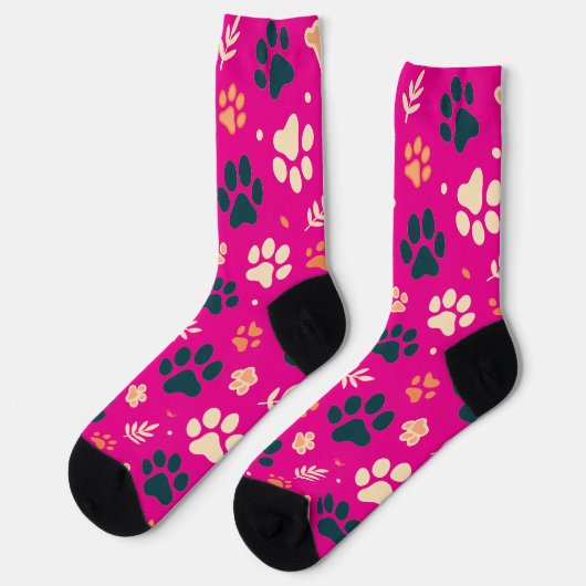 Paw Print en Leaf Pattern Sokken (Links)