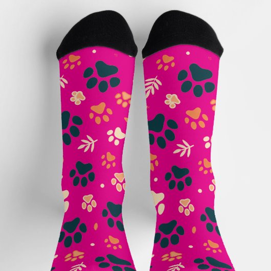 Paw Print en Leaf Pattern Sokken (Top)