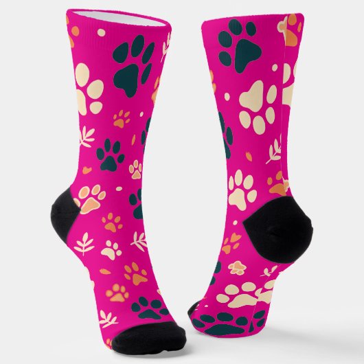 Paw Print en Leaf Pattern Sokken (Gebogen)