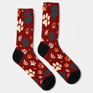 Paw Print en Leaf Pattern Sokken