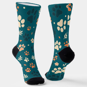 Paw Print en Leaf Pattern Sokken