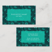 Paw Print en verzorgende kam in groene kleur Visitekaartje (Voorkant / Achterkant)