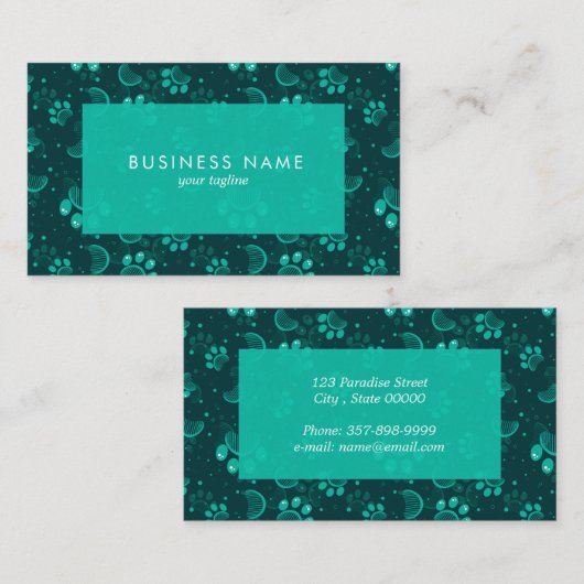 Paw Print en verzorgende kam in groene kleur Visitekaartje (Voorkant / Achterkant)