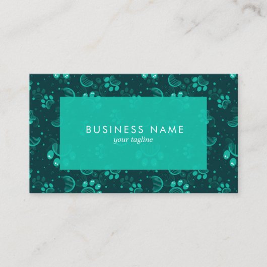 Paw Print en verzorgende kam in groene kleur Visitekaartje (Voorkant)