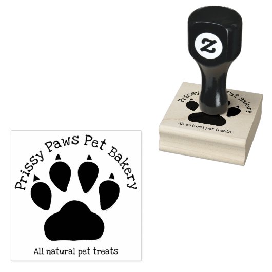 Paw Print en zakelijke tekst met naam Rubberstempel (Gestempeld)