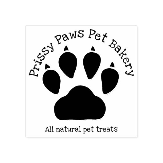 Paw Print en zakelijke tekst met naam Rubberstempel (Afrduk)