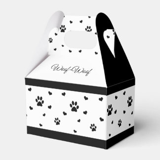 Paw Print Favor Box Zwart-wit Hond Favor Box Bedankdoosjes