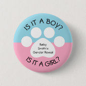 Paw Print Gender onthullen Ronde Button 5,7 Cm (Voorkant)