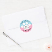 Paw Print Gender onthullen Ronde Sticker (Envelop)