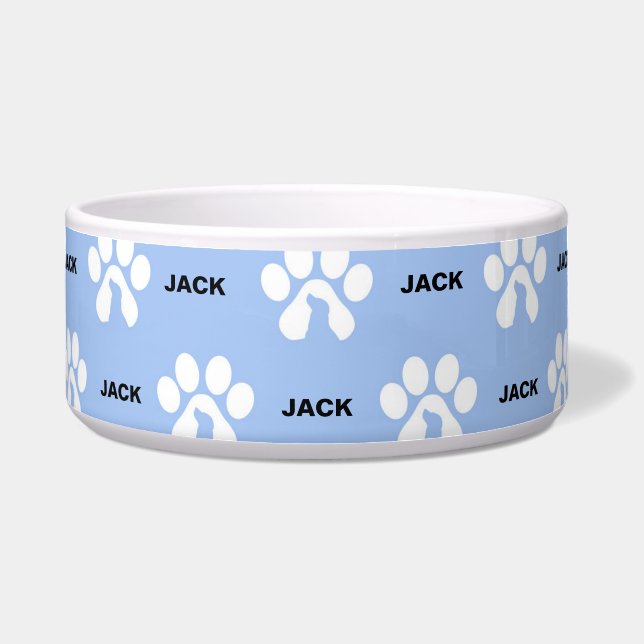 Paw Print gepersonaliseerde hond Voerbakje (Voorkant)