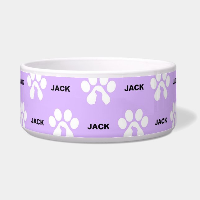 Paw Print gepersonaliseerde hond Voerbakje (Voorkant)