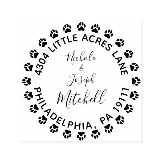 Paw Print getrouwd paar retour adres stempel (Design)