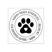 Paw Print Grooming Zakelijk Hart Rond Adres Rubberstempel (Afrduk)