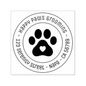 Paw Print Grooming Zakelijk Hart Rond Adres Zelfinktende Stempel (Design)