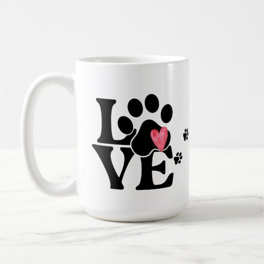 Paw Print Hart Koffie Mok (Links)