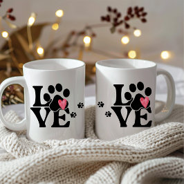 Paw Print Hart Koffie Mok